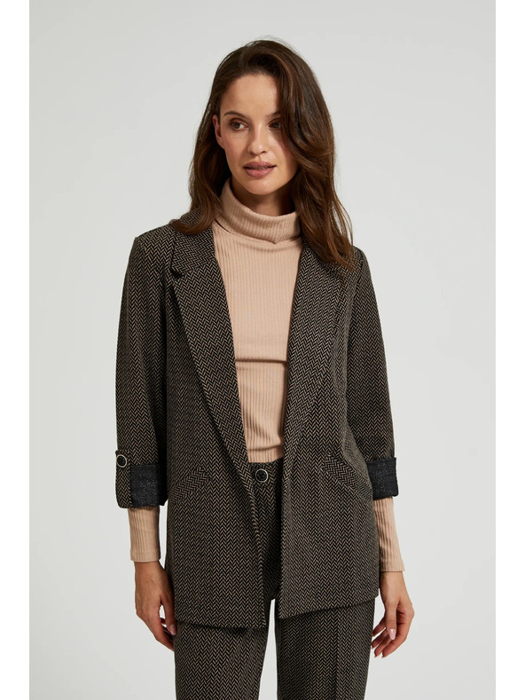 Moodo Črn suknjič okrašen z metalnim nitjem z zavihani rokavi Moodo