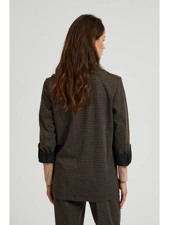 Moodo Črn suknjič okrašen z metalnim nitjem z zavihani rokavi Moodo