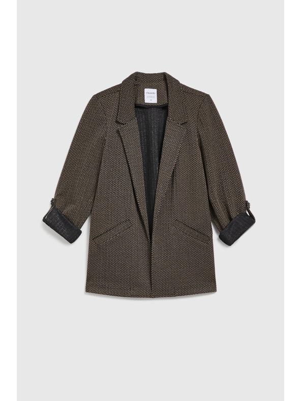 Moodo Črn suknjič okrašen z metalnim nitjem z zavihani rokavi Moodo