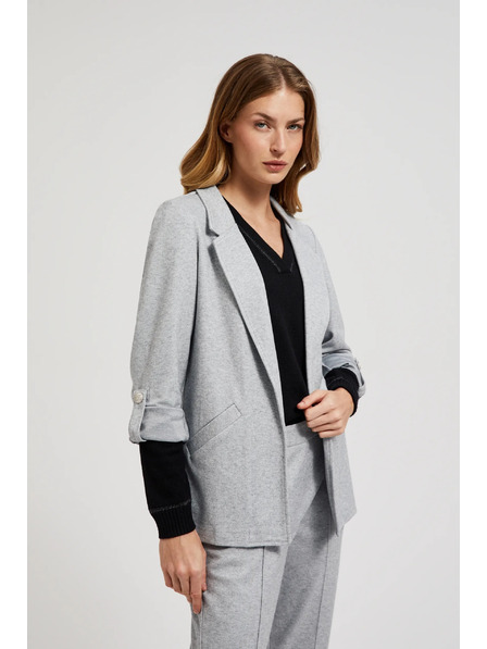 Moodo Siv suknjič brez zapenjanja z zavihani rokavi Moodo