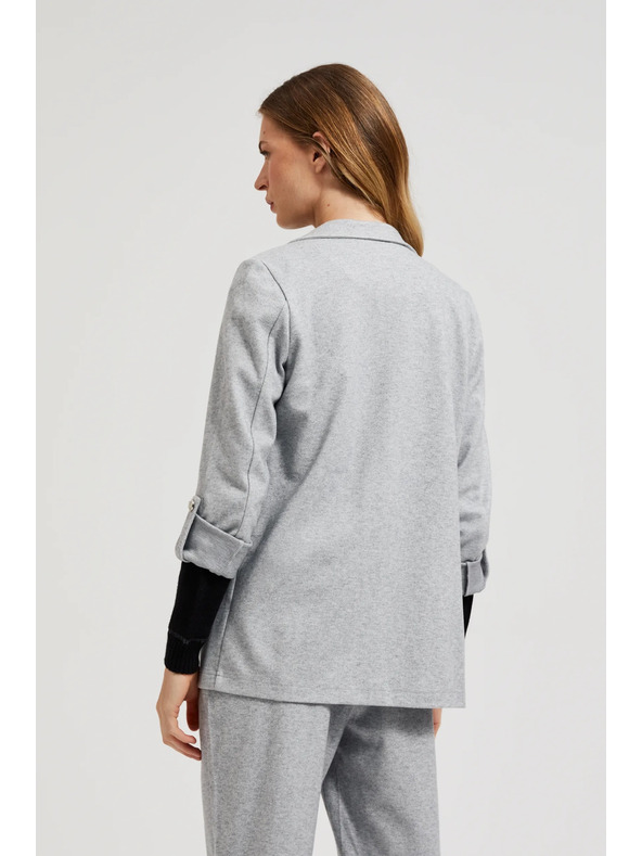 Moodo Siv suknjič brez zapenjanja z zavihani rokavi Moodo