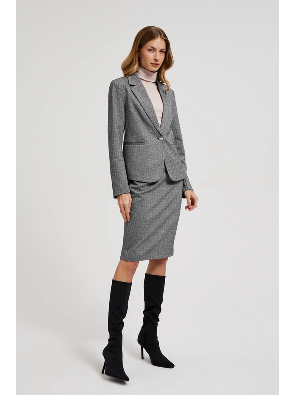 Moodo Enostranski eleganten blazer z dolgimi rokavi siv Moodo