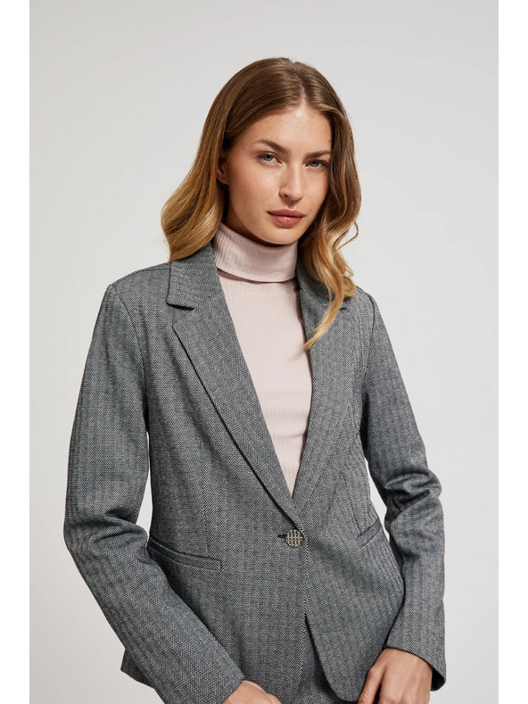 Moodo Enostranski eleganten blazer z dolgimi rokavi siv Moodo