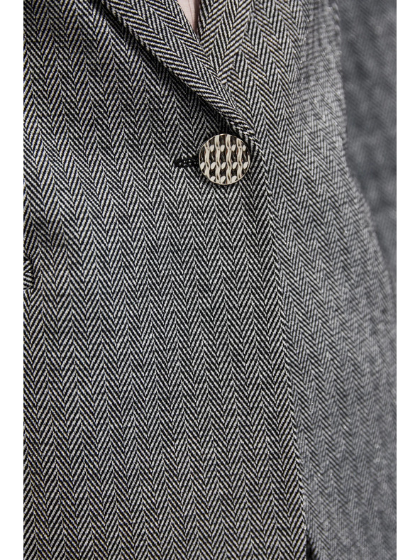 Moodo Enostranski eleganten blazer z dolgimi rokavi siv Moodo