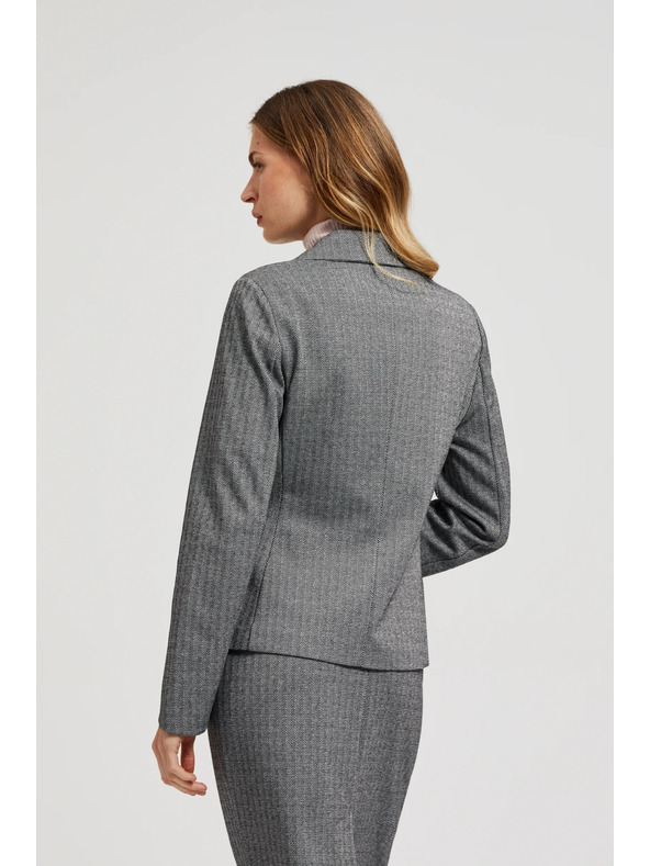Moodo Enostranski eleganten blazer z dolgimi rokavi siv Moodo