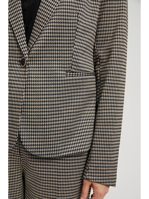 Moodo Enostranski blazer v pied-de-poule vzorcu bež Moodo