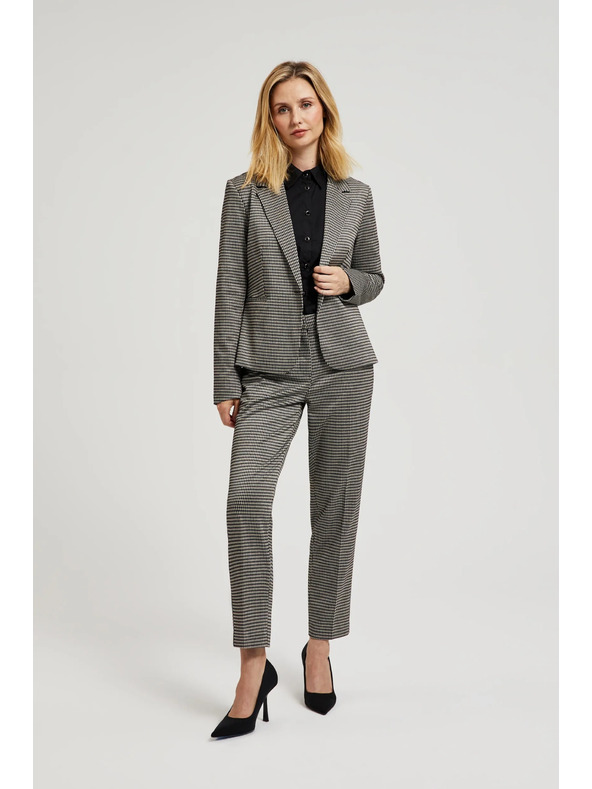 Moodo Enostranski blazer v pied-de-poule vzorcu bež Moodo