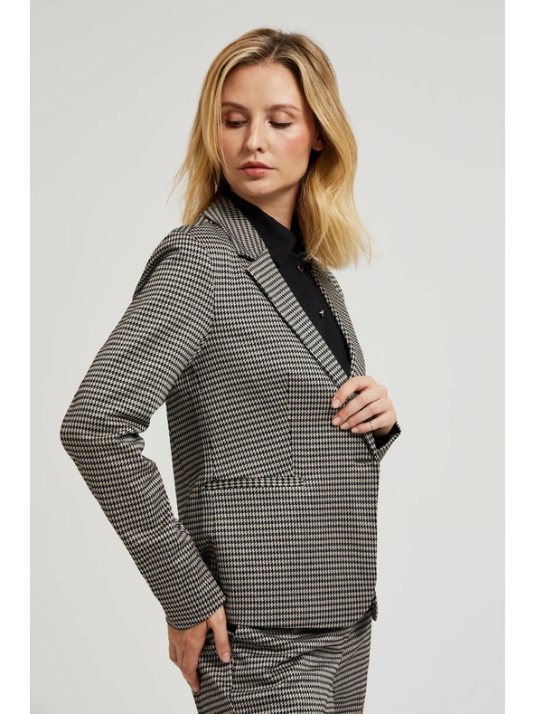 Moodo Enostranski blazer v pied-de-poule vzorcu bež Moodo