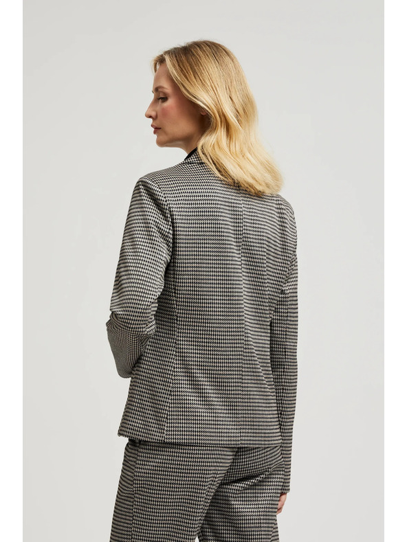 Moodo Enostranski blazer v pied-de-poule vzorcu bež Moodo