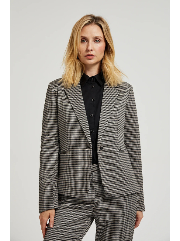 Moodo Enostranski blazer v pied-de-poule vzorcu bež Moodo