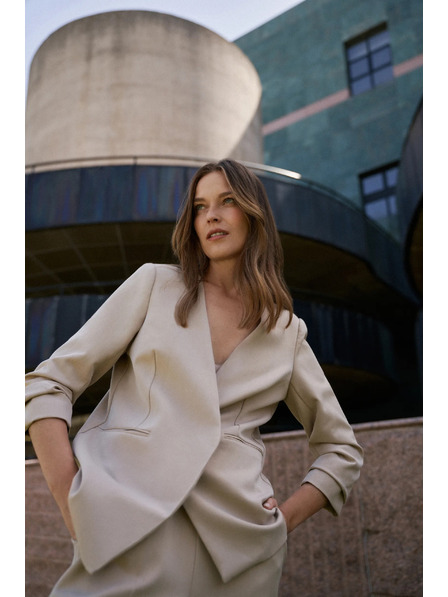 Moodo Suknjič z nagubanimi 3/4 rokavi bež Moodo