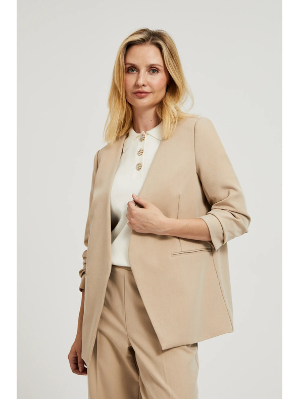 Moodo Suknjič z nagubanimi 3/4 rokavi bež Moodo