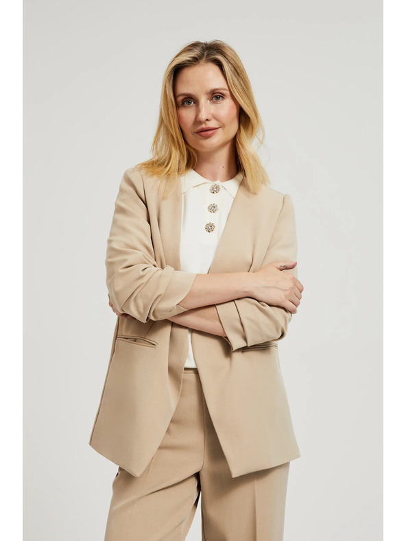 Moodo Suknjič z nagubanimi 3/4 rokavi bež Moodo