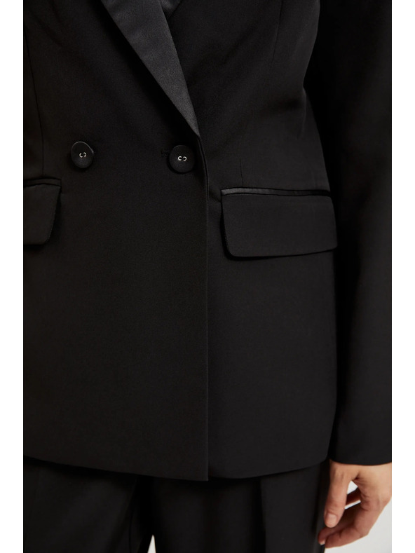 Moodo Eleganten suknjič črn z dekorativnimi loputi Moodo