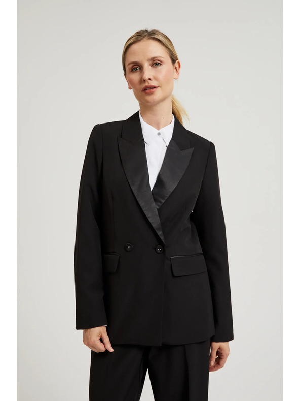 Moodo Eleganten suknjič črn z dekorativnimi loputi Moodo