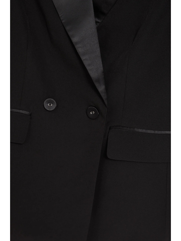 Moodo Eleganten suknjič črn z dekorativnimi loputi Moodo