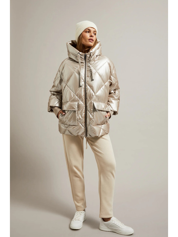 Moodo Prešita jakna z velikimi žepi bež Moodo