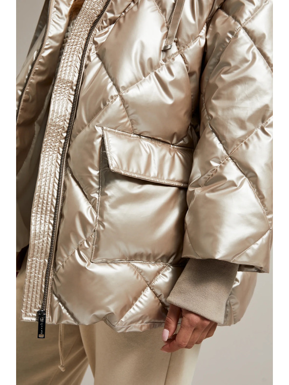 Moodo Prešita jakna z velikimi žepi bež Moodo