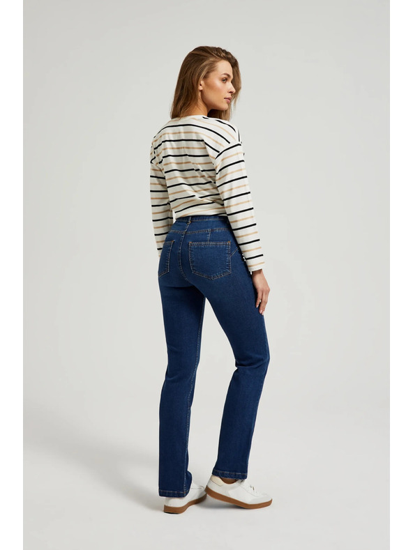 Moodo Modre jeans hlače z ravno hlačnico Moodo
