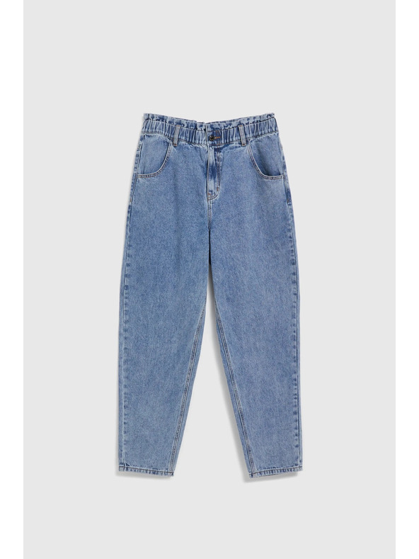 Moodo Modre bombažne kavbojke z visokim pasom Moodo