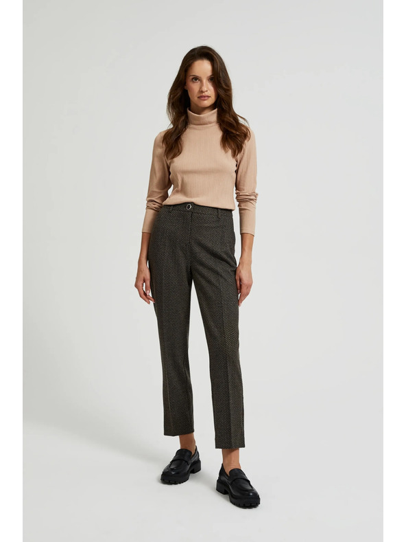 Moodo Cigaretne hlače okrašene z metalnim nitom črne Moodo