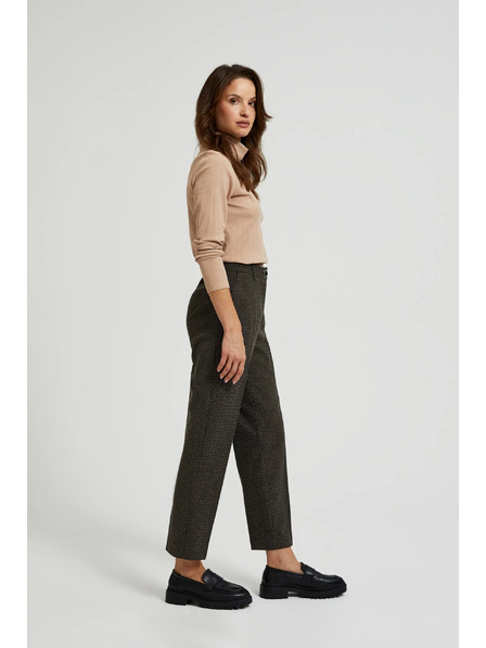 Moodo Cigaretne hlače okrašene z metalnim nitom črne Moodo