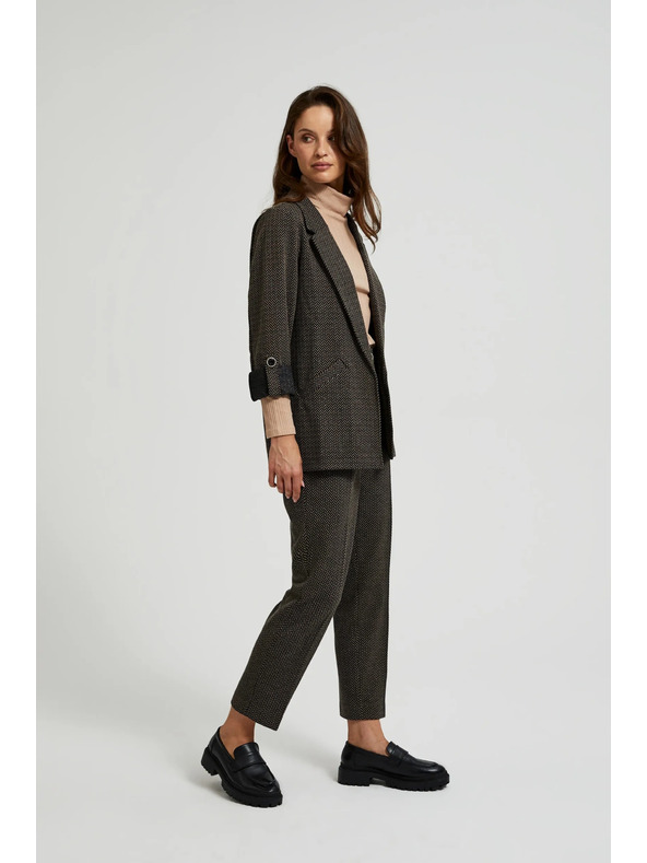 Moodo Cigaretne hlače okrašene z metalnim nitom črne Moodo