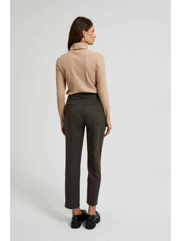 Moodo Cigaretne hlače okrašene z metalnim nitom črne Moodo