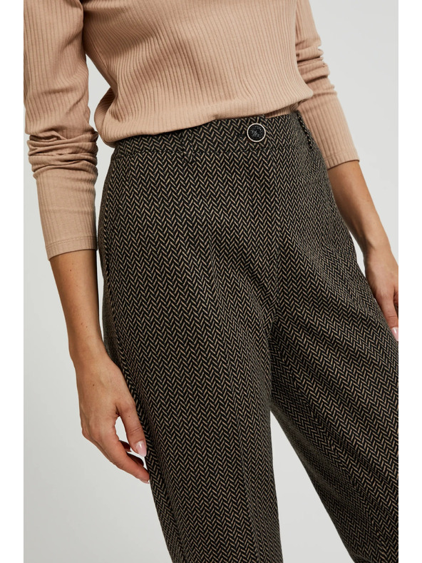 Moodo Cigaretne hlače okrašene z metalnim nitom črne Moodo