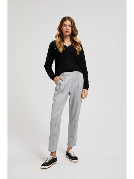 Moodo Gladke hlače z ravnimi hlačnicami in gumbi sive Moodo