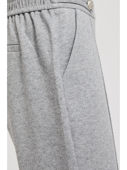 Moodo Gladke hlače z ravnimi hlačnicami in gumbi sive Moodo