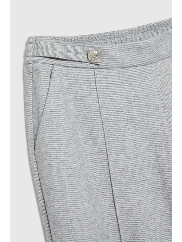 Moodo Gladke hlače z ravnimi hlačnicami in gumbi sive Moodo