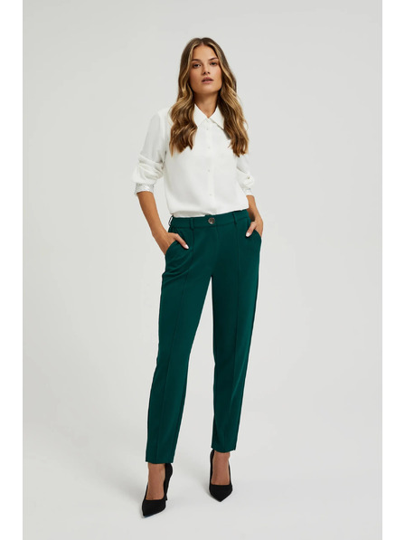 Moodo Zelene hlače z ravnimi hlačnicami v vzorcu Moodo
