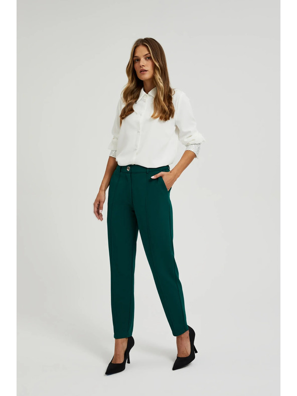 Moodo Zelene hlače z ravnimi hlačnicami v vzorcu Moodo