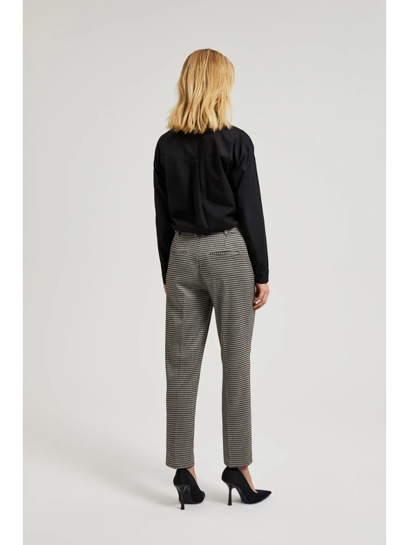 Moodo Elegantne bež hlače v pepita vzorcu Moodo