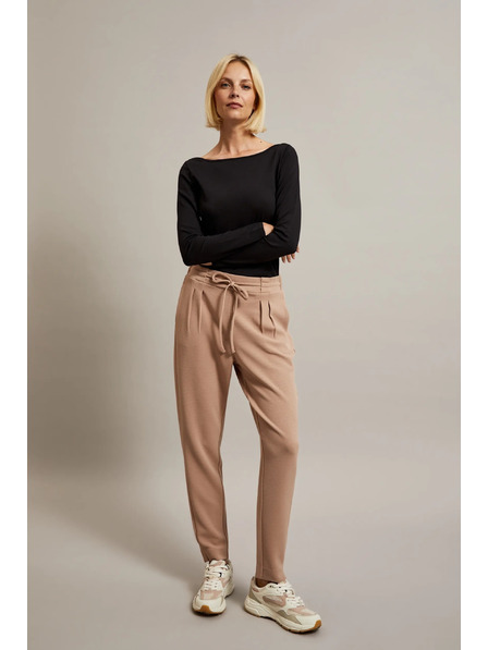 Moodo Bež hlače z vezanjem Moodo