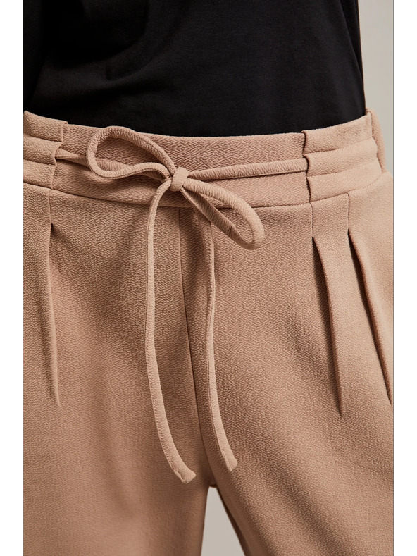 Moodo Bež hlače z vezanjem Moodo
