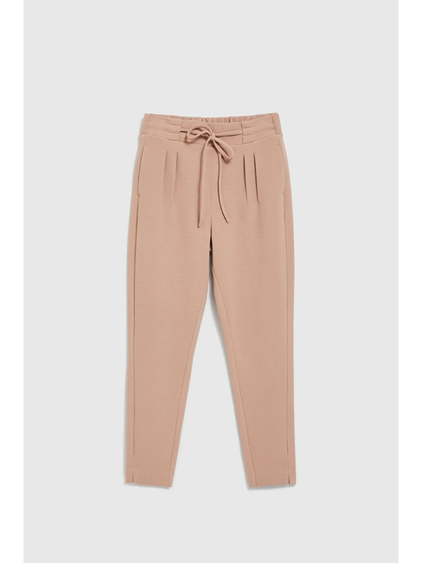 Moodo Bež hlače z vezanjem Moodo