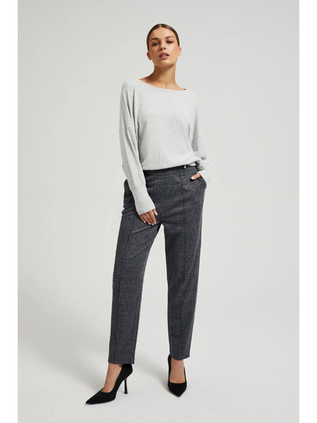 Moodo Sive kariraste hlače z ravnimi hlačnicami Moodo