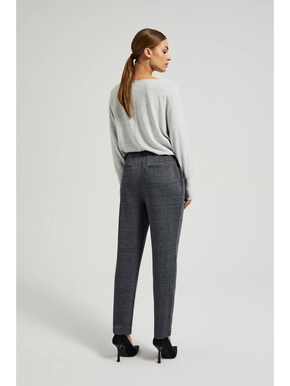 Moodo Sive kariraste hlače z ravnimi hlačnicami Moodo