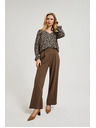 Moodo Bež hlače s širokim hlačnicami in gumbi Moodo