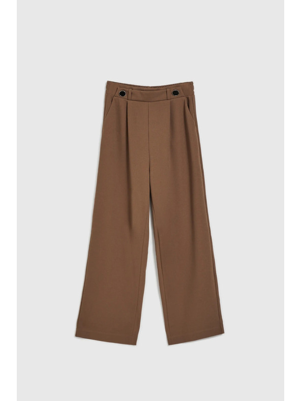 Moodo Bež hlače s širokim hlačnicami in gumbi Moodo