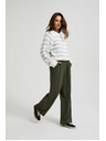 Moodo Olivne hlače s širokim hlačnicami in gumbi Moodo
