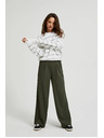 Moodo Olivne hlače s širokim hlačnicami in gumbi Moodo