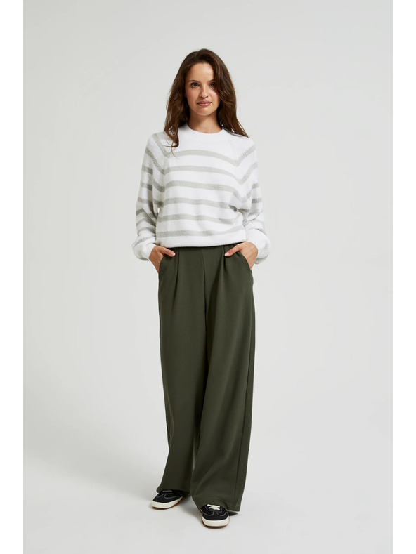 Moodo Olivne hlače s širokim hlačnicami in gumbi Moodo