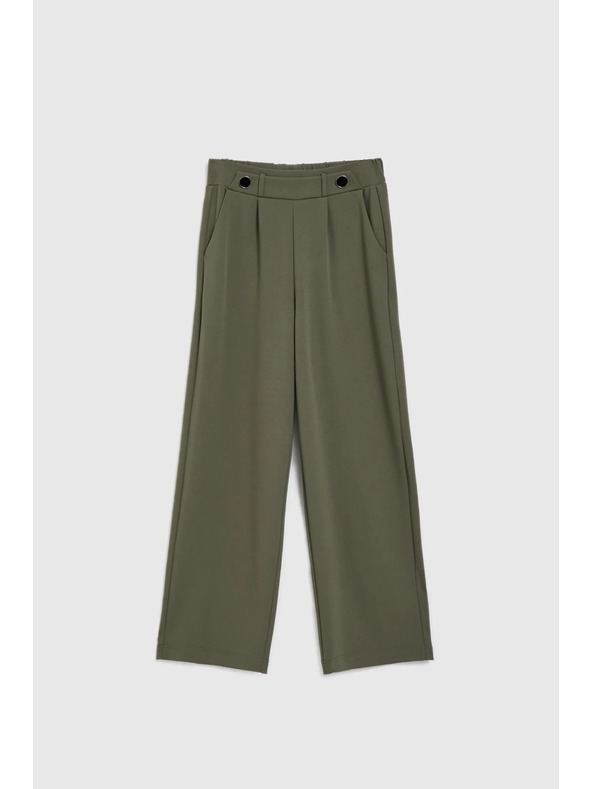 Moodo Olivne hlače s širokim hlačnicami in gumbi Moodo