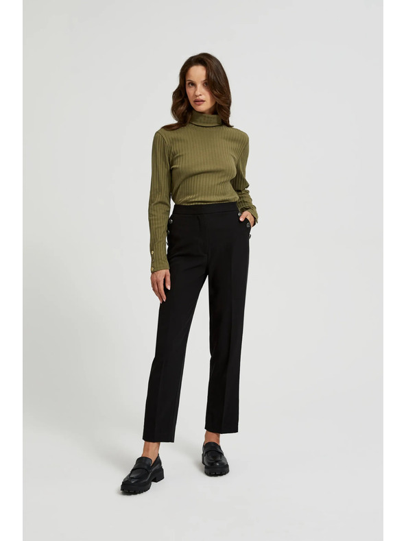 Moodo Črne hlače z okrasnimi gumbi na žepih Moodo