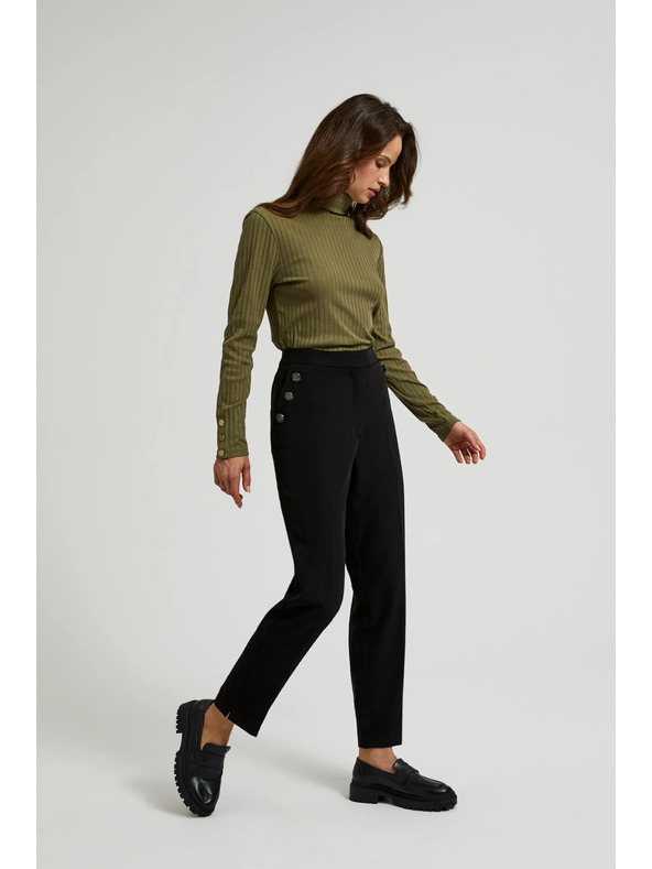 Moodo Črne hlače z okrasnimi gumbi na žepih Moodo