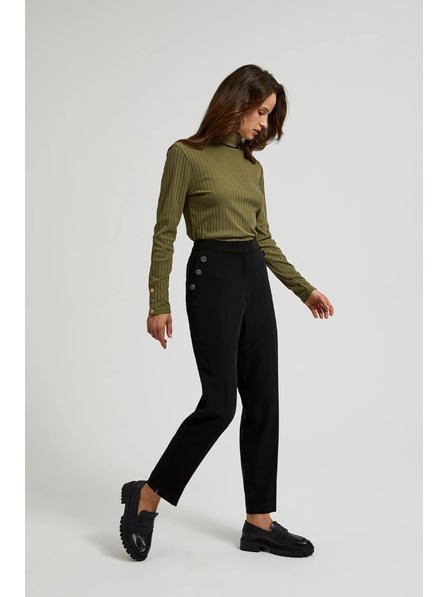 Moodo Črne hlače z okrasnimi gumbi na žepih Moodo