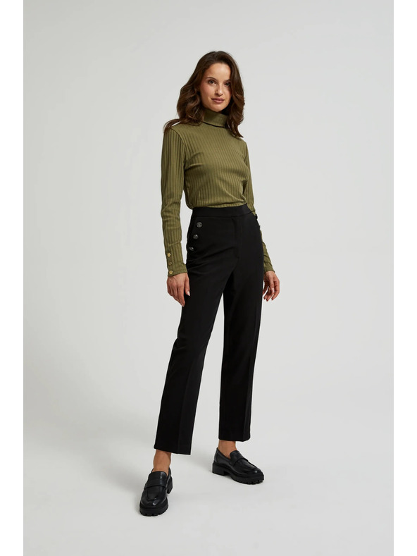 Moodo Črne hlače z okrasnimi gumbi na žepih Moodo